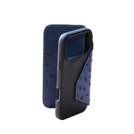 Heritage Epsom & Ostrich Leather Folio Wallet Case for iPhone