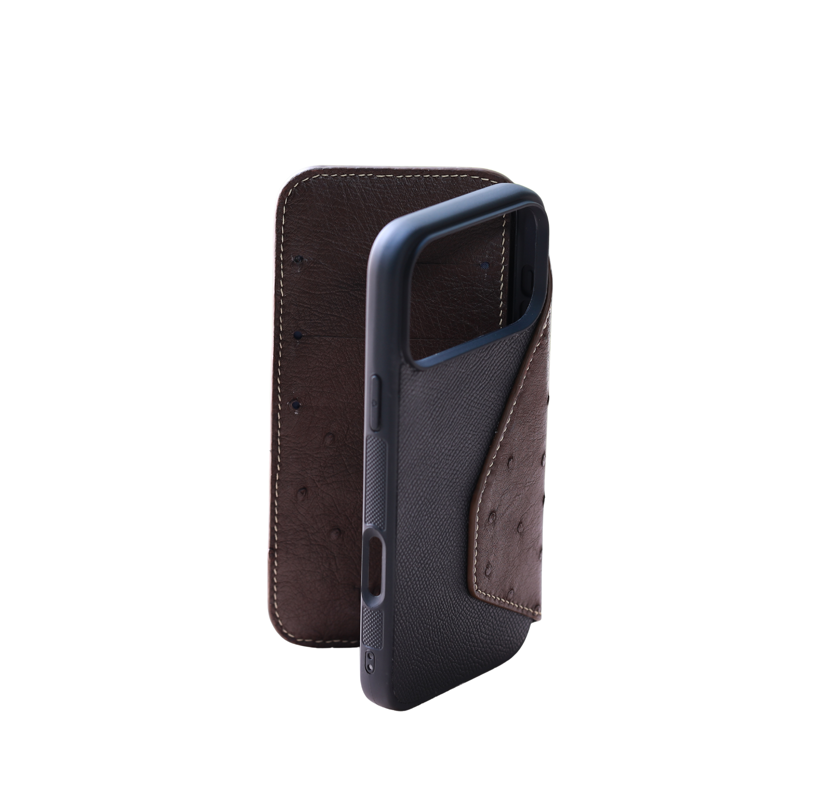Heritage Epsom & Ostrich Leather Folio Wallet Case for iPhone