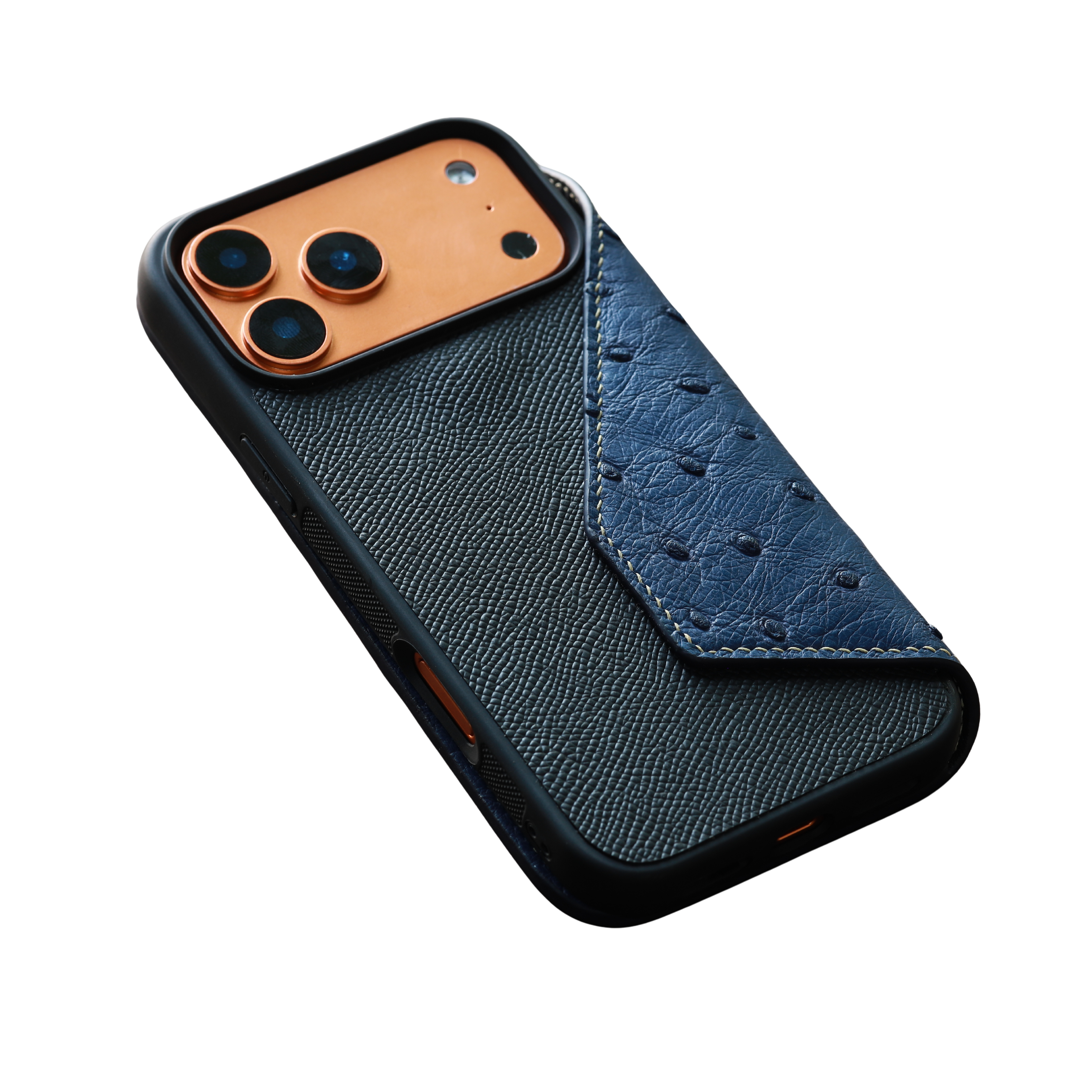 Heritage Epsom & Ostrich Leather Folio Wallet Case for iPhone