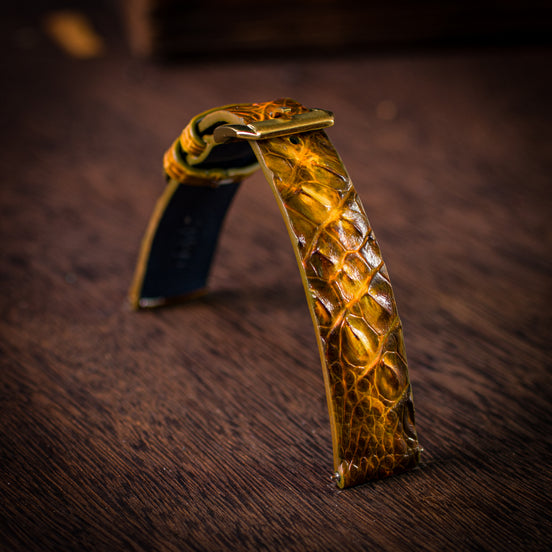 Patina Gold Hornback Alligator Strap