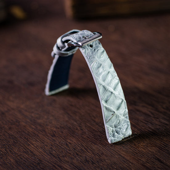 Ice White Patina Hornback Alligator Strap