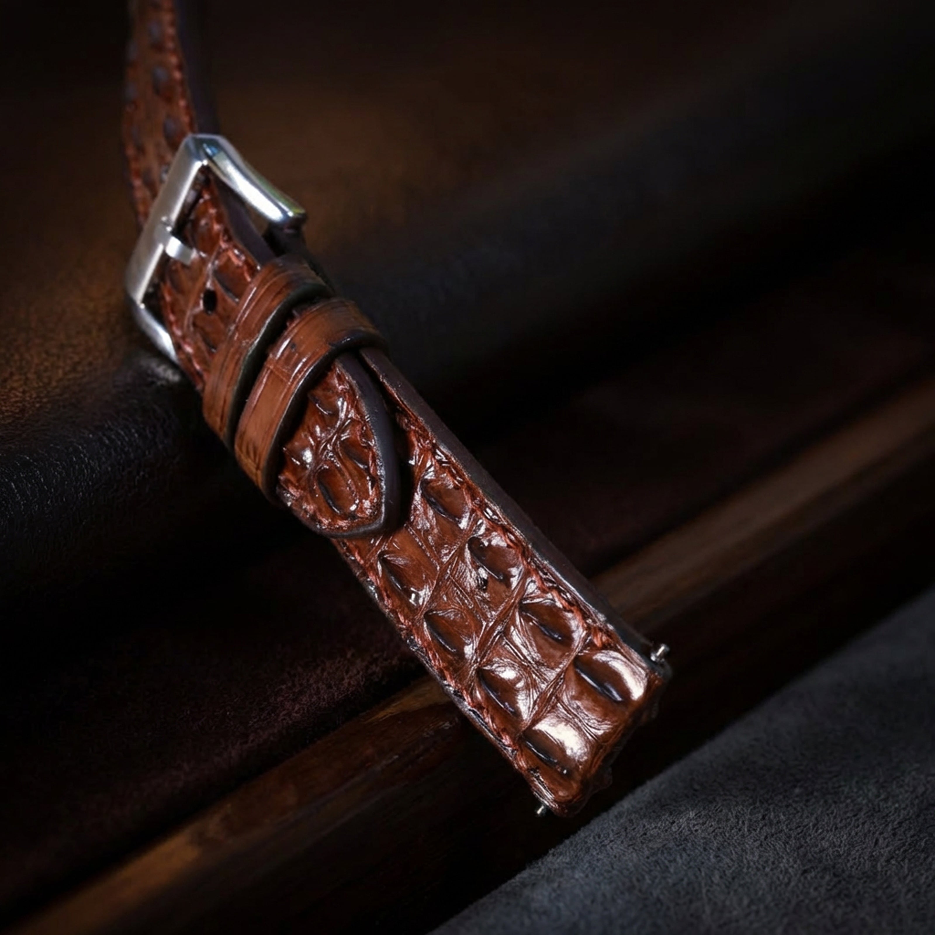 Brown Alligator Double Hornback Watch Strap