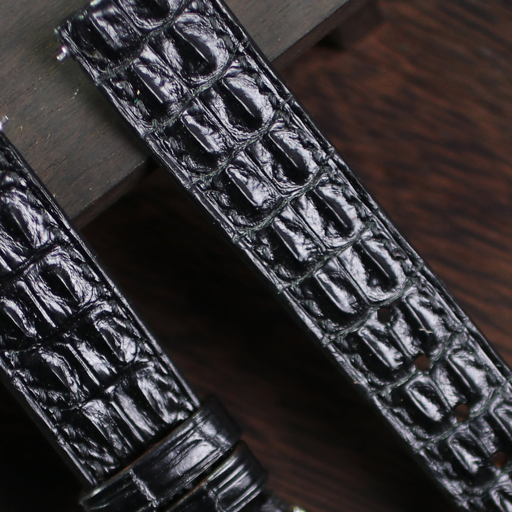 Black Alligator Double Hornback Watch Strap