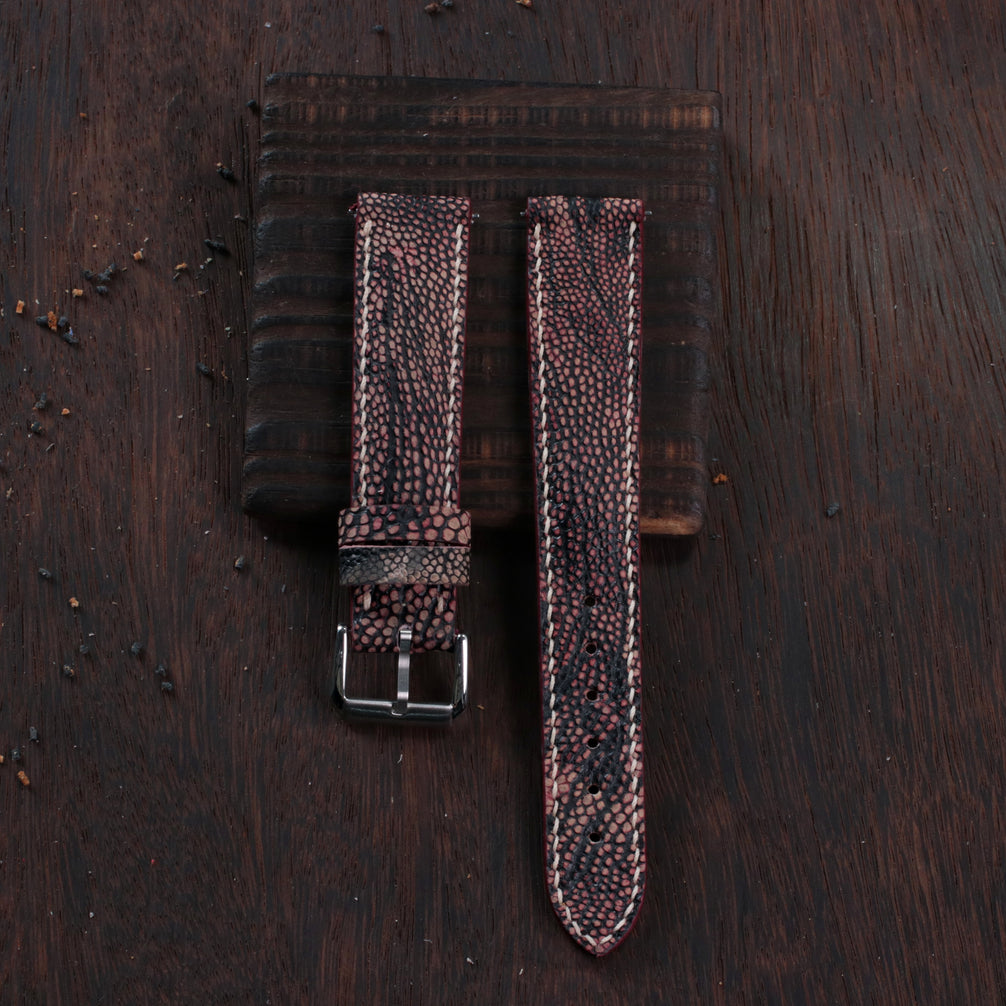 Black Cherry Ostrich Leg Leather Watch Strap (Smooth)