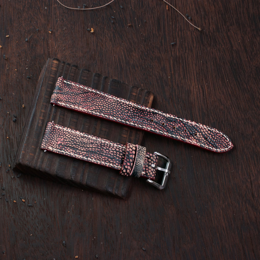 Black Cherry Ostrich Leg Leather Watch Strap (Smooth)