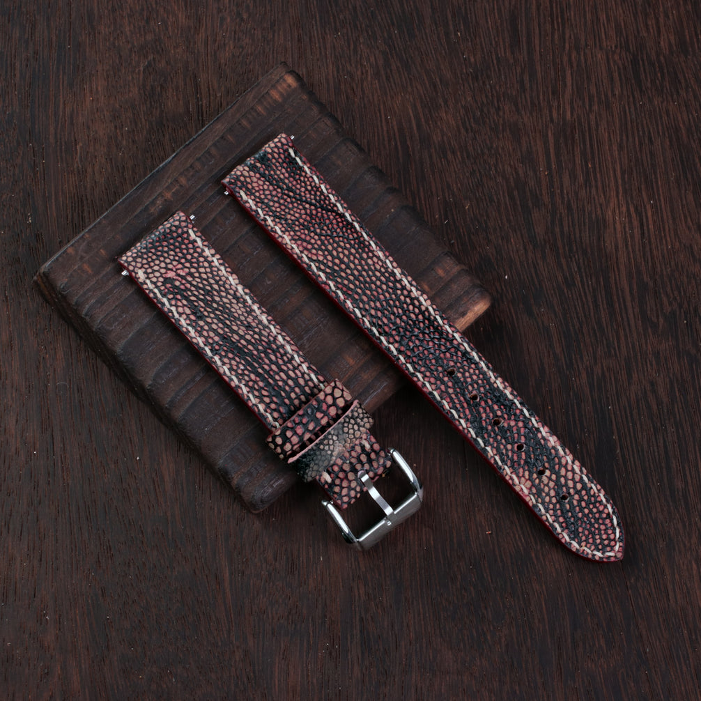 Black Cherry Ostrich Leg Leather Watch Strap (Smooth)