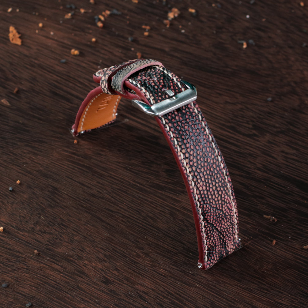 Black Cherry Ostrich Leg Leather Watch Strap (Smooth)