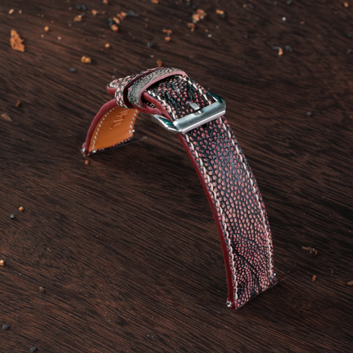 Black Cherry Ostrich Leg Leather Watch Strap (Smooth)