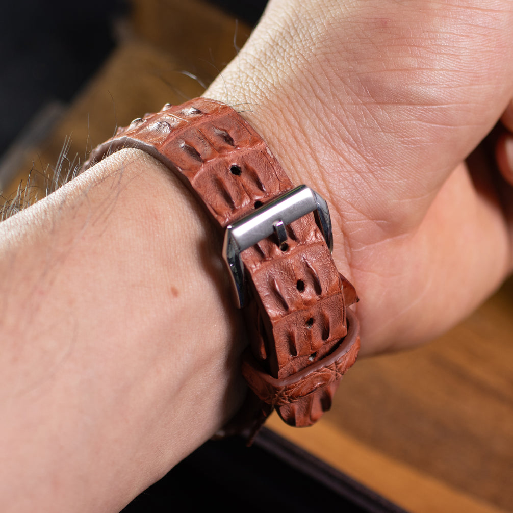 Cognac Spine Signature Alligator Strap