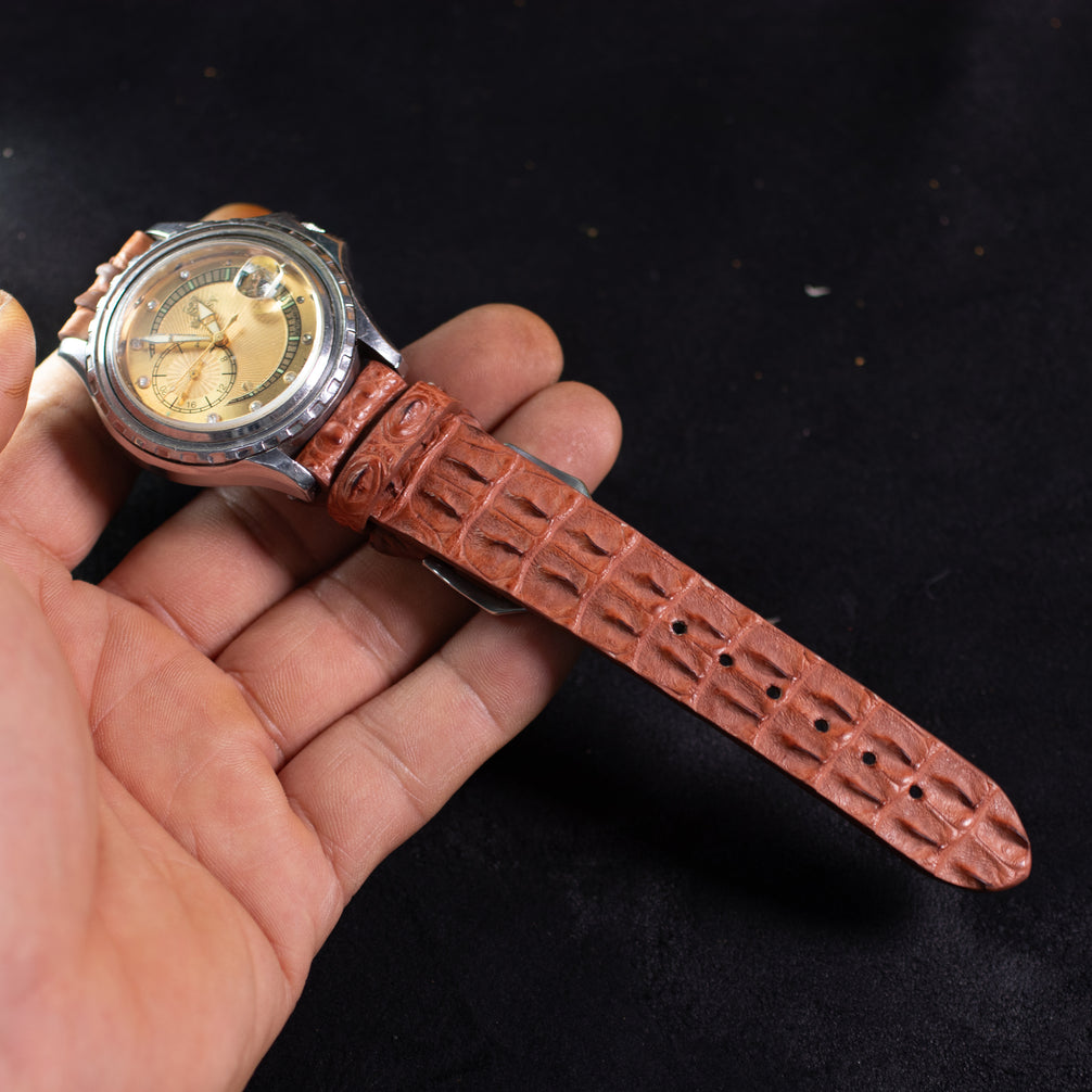 Cognac Spine Signature Alligator Strap