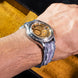 Blue Grey Patina Double Hornback Alligator Strap