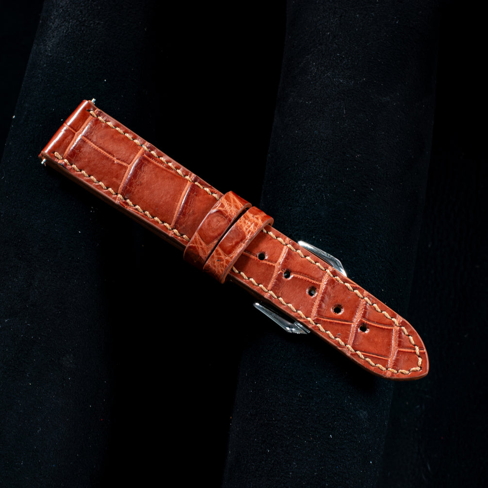 Cognac Brown Alligator Leather Watch Strap