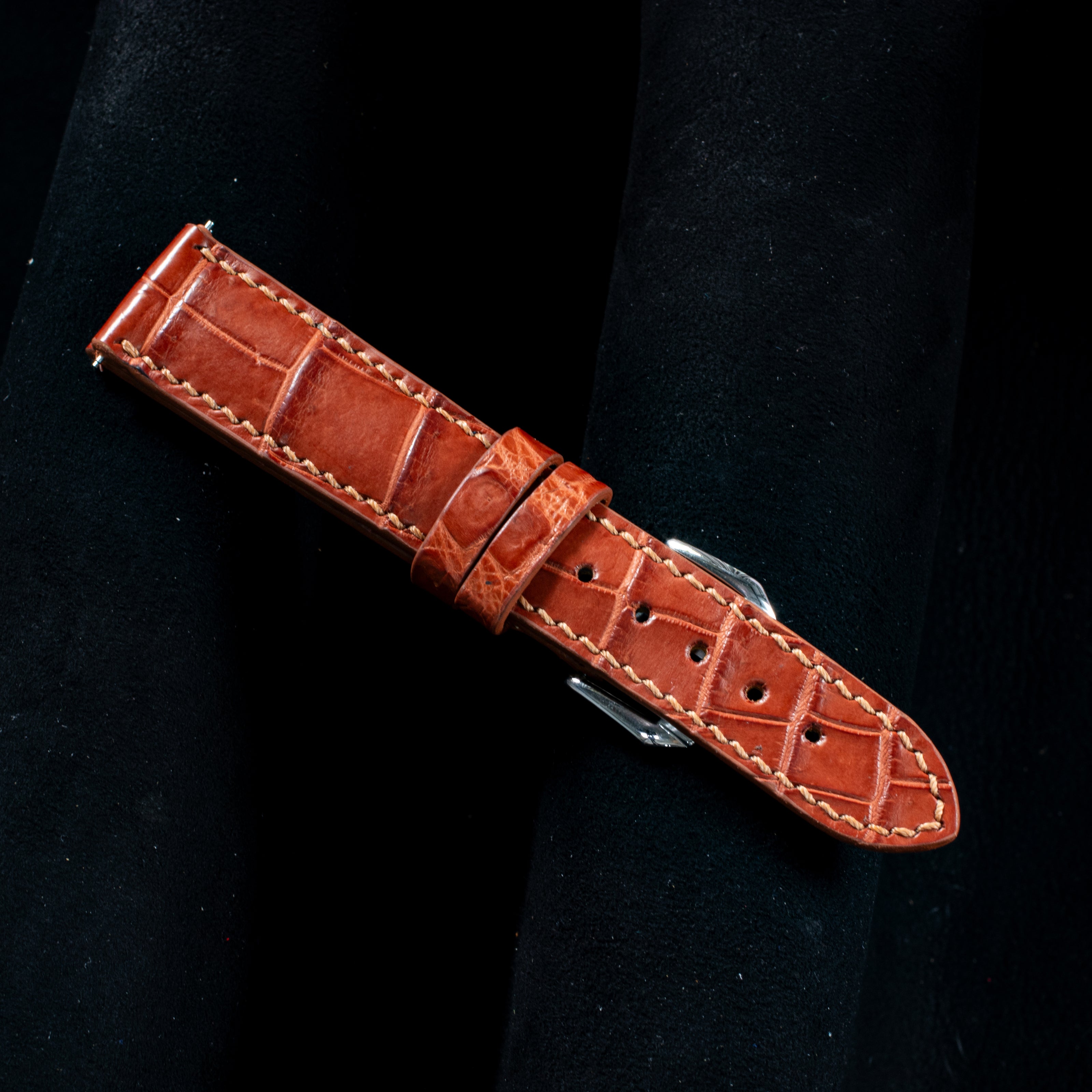 Cognac Brown Alligator Leather Watch Strap