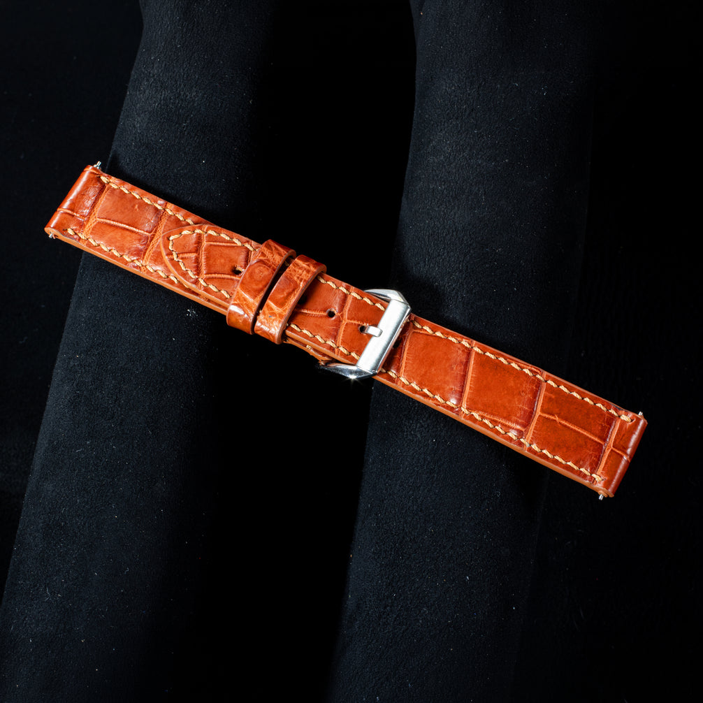 Cognac Brown Alligator Leather Watch Strap
