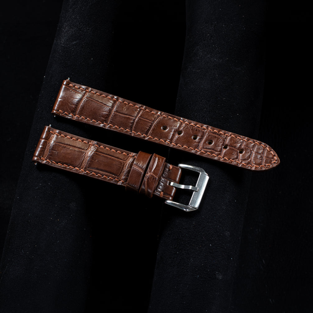 Dark Brown Alligator Leather Watch Strap