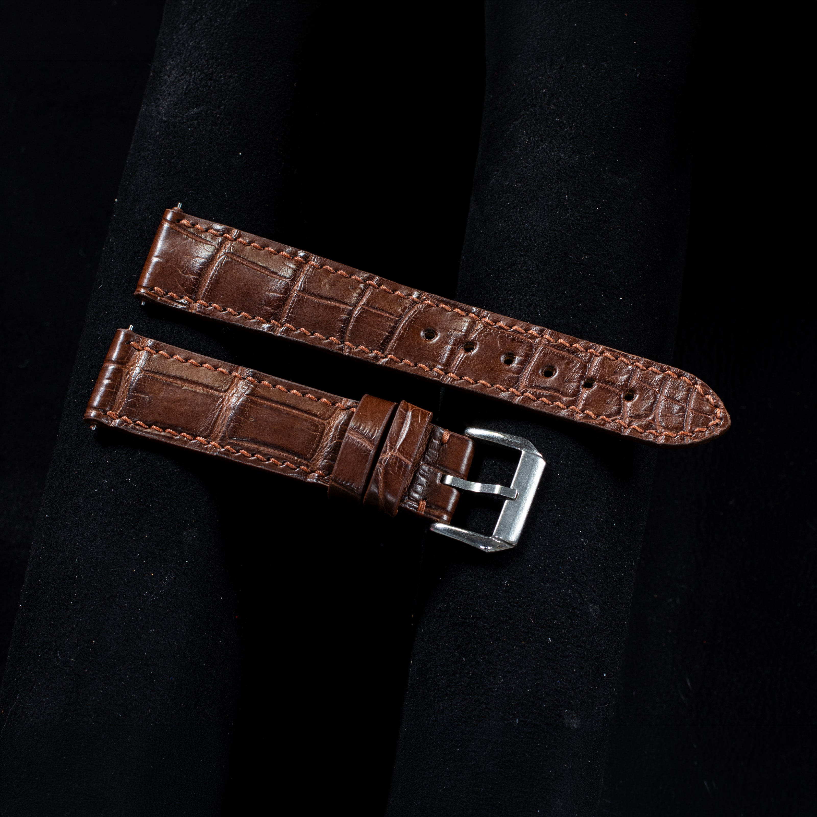 Dark Brown Alligator Leather Watch Strap