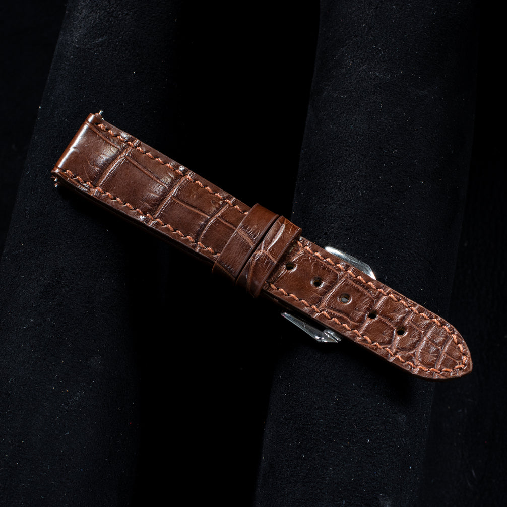 Dark Brown Alligator Leather Watch Strap