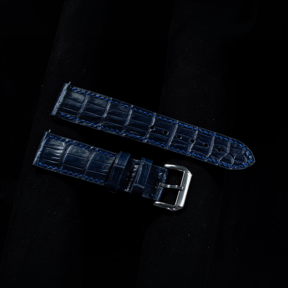 Navy Blue Alligator Leather Watch Strap