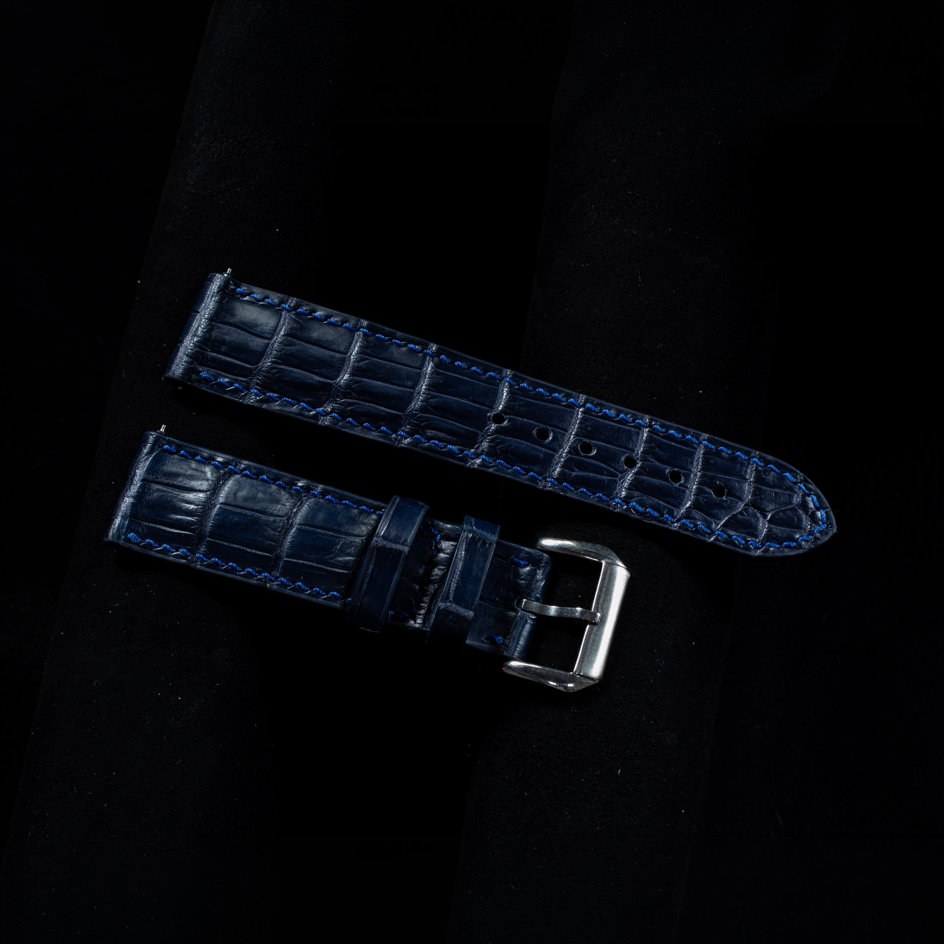 Navy Blue Alligator Leather Watch Strap