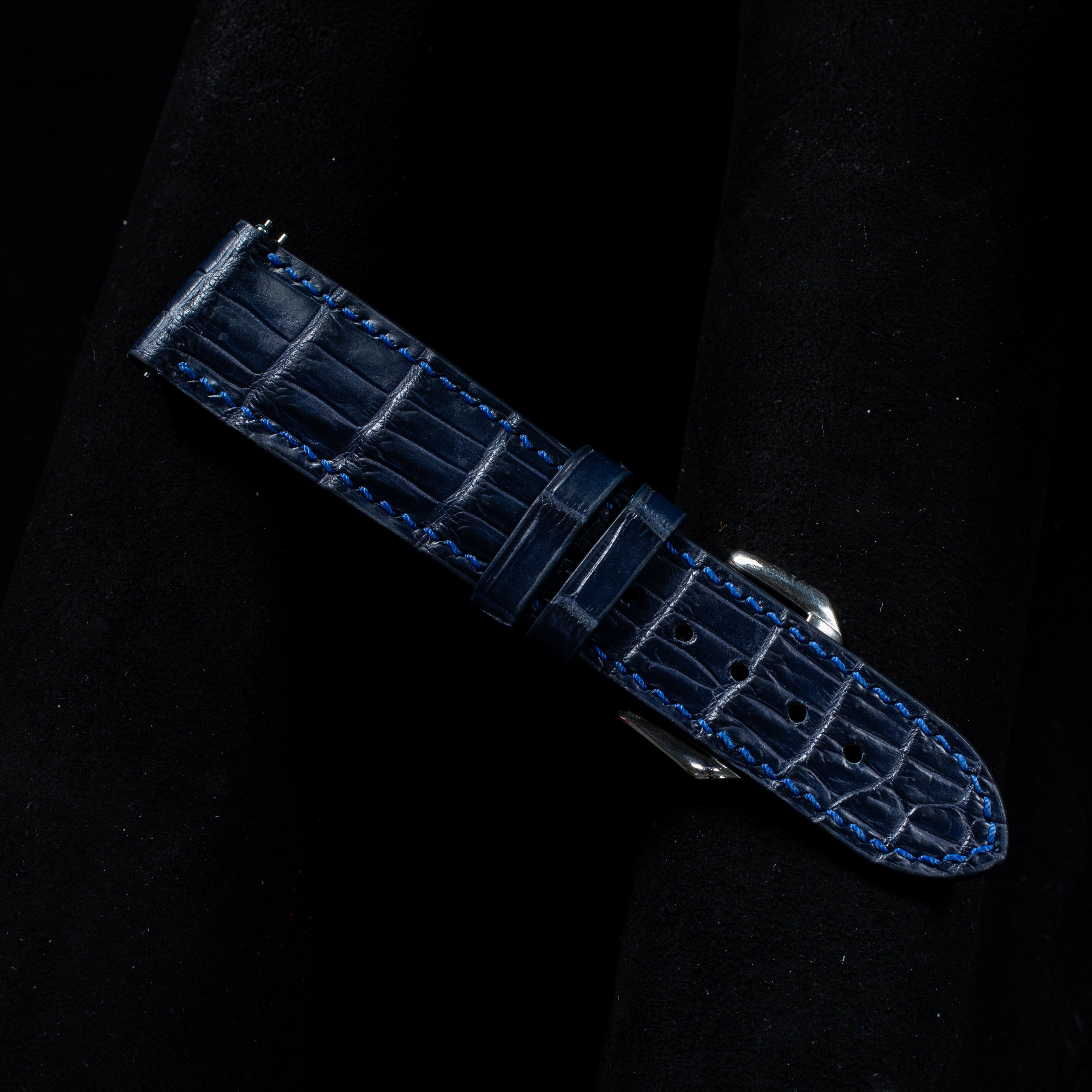 Navy Blue Alligator Leather Watch Strap