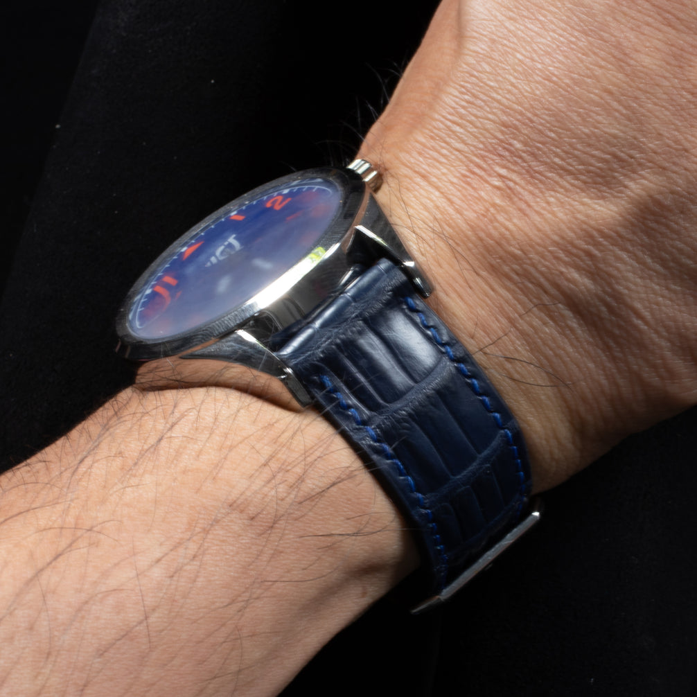 Navy Blue Alligator Leather Watch Strap