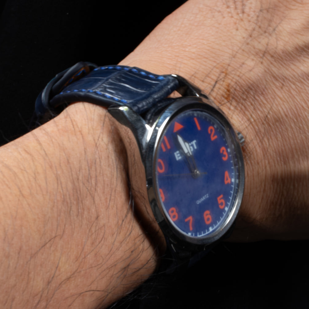 Navy Blue Alligator Leather Watch Strap
