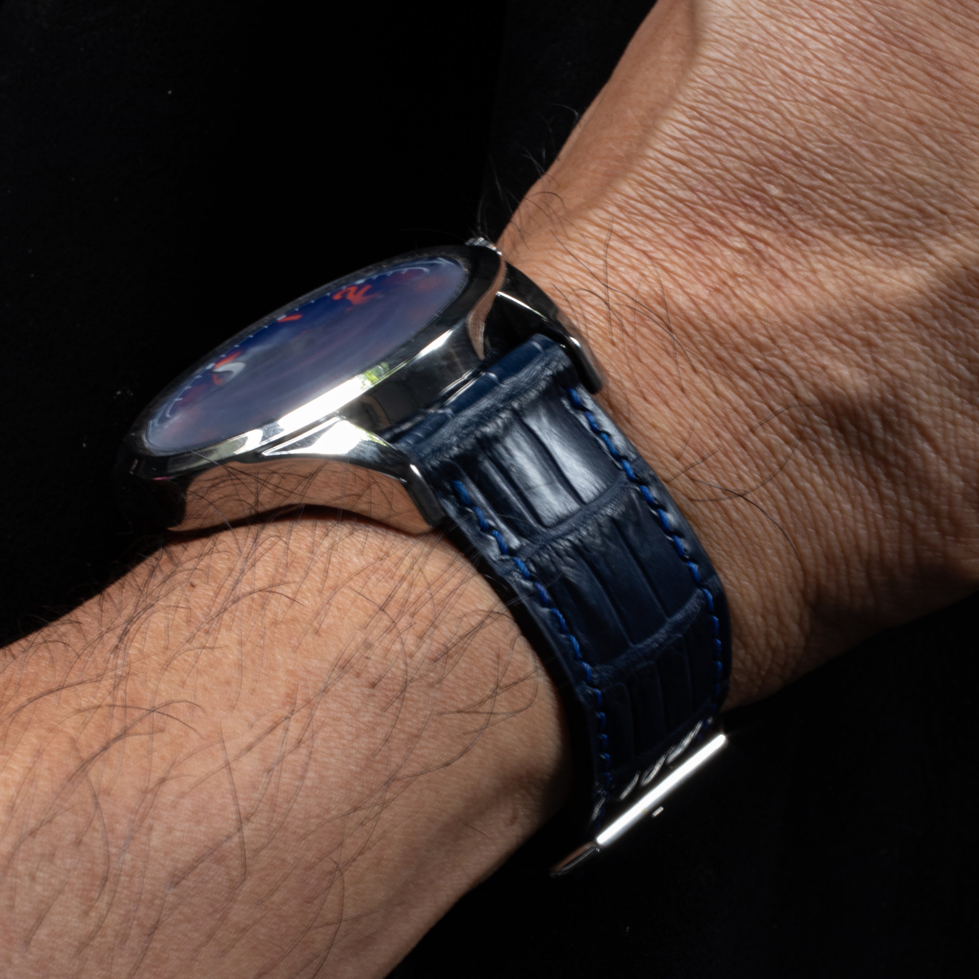Navy Blue Alligator Leather Watch Strap
