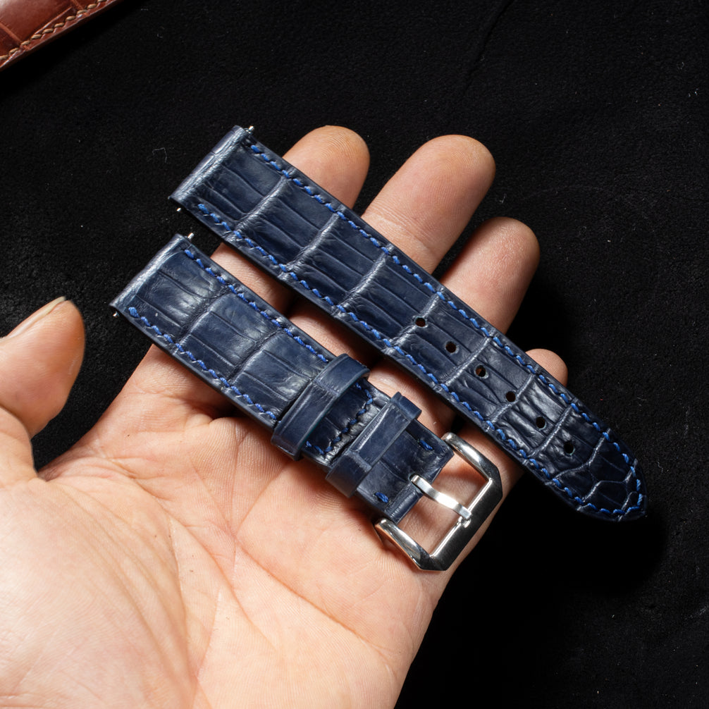 Navy Blue Alligator Leather Watch Strap