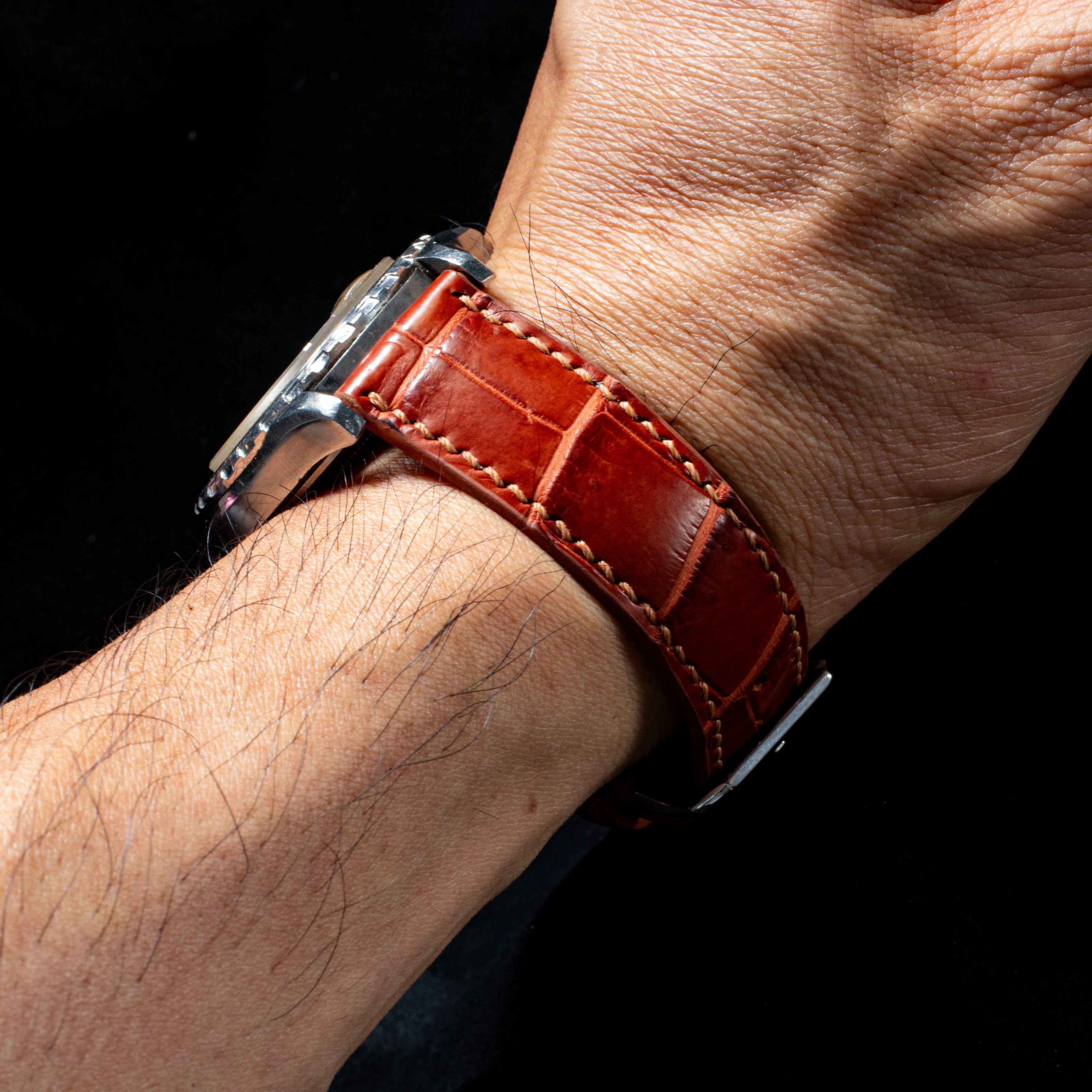 Cognac Brown Alligator Leather Watch Strap