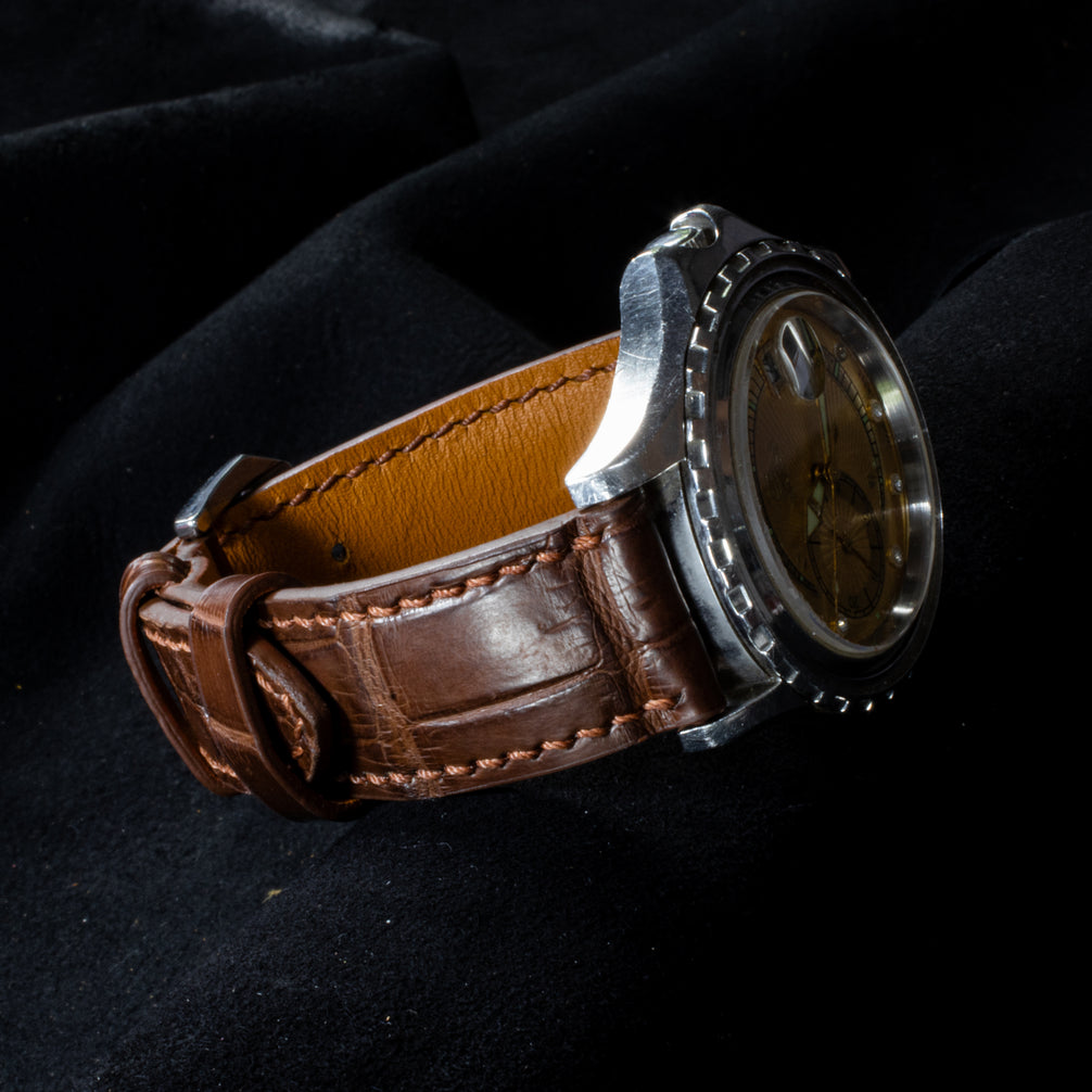 Dark Brown Alligator Leather Watch Strap
