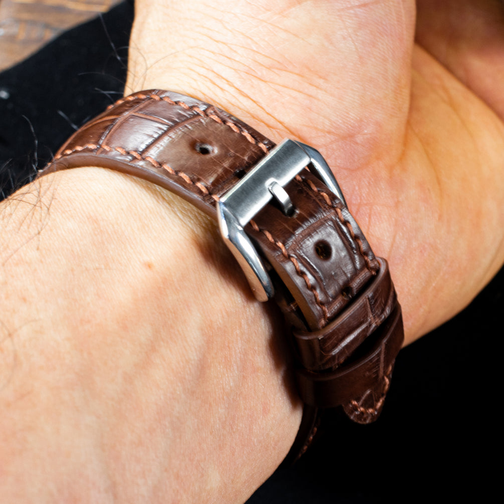 Dark Brown Alligator Leather Watch Strap