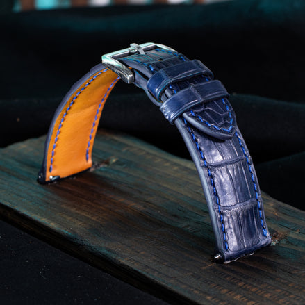 Navy Blue Alligator Leather Watch Strap