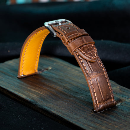 Dark Brown Alligator Leather Watch Strap