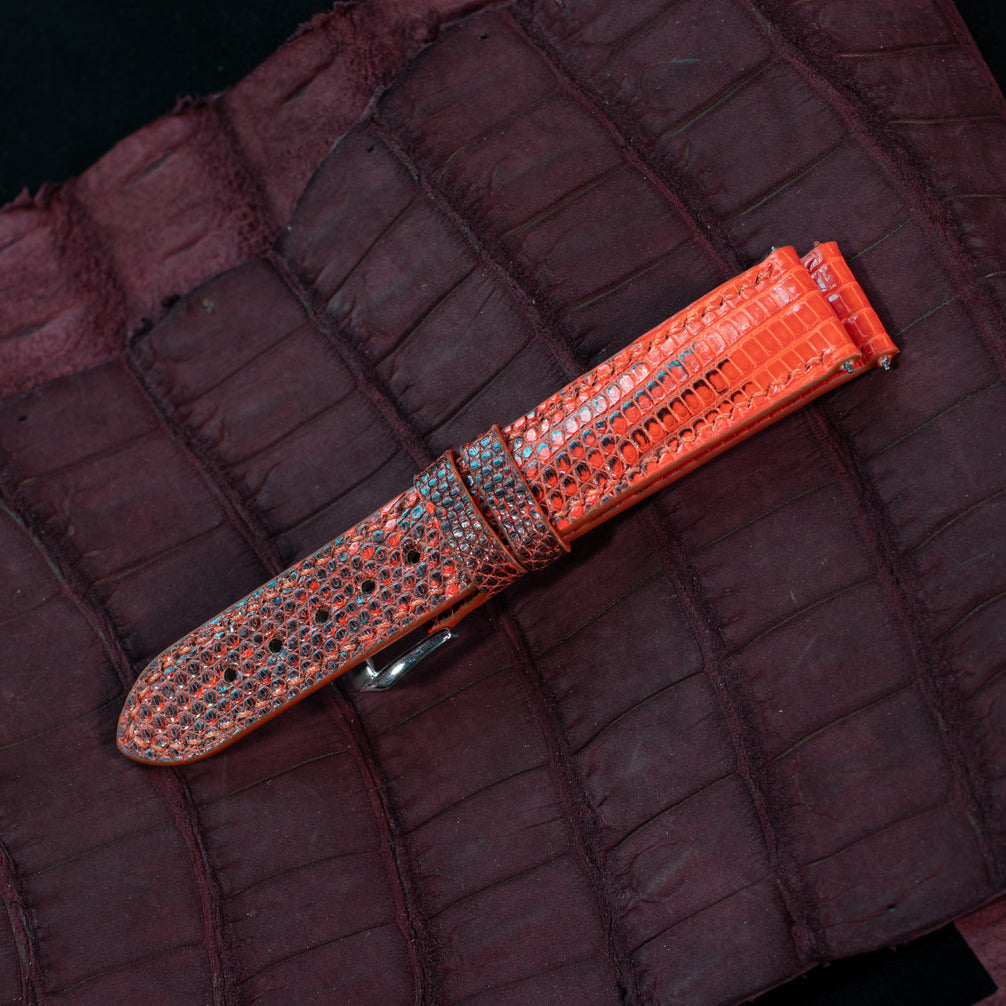 Black & Orange Lizard Leather Strap
