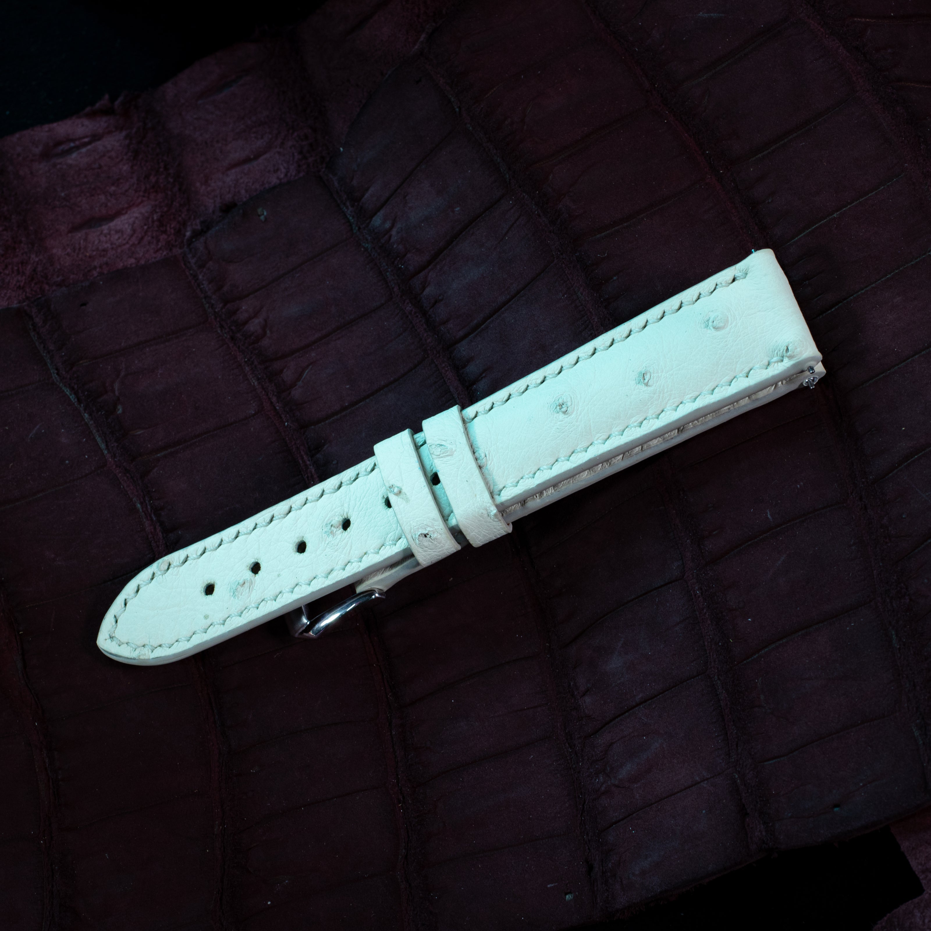 Ivory White Ostrich Leather Watch Strap