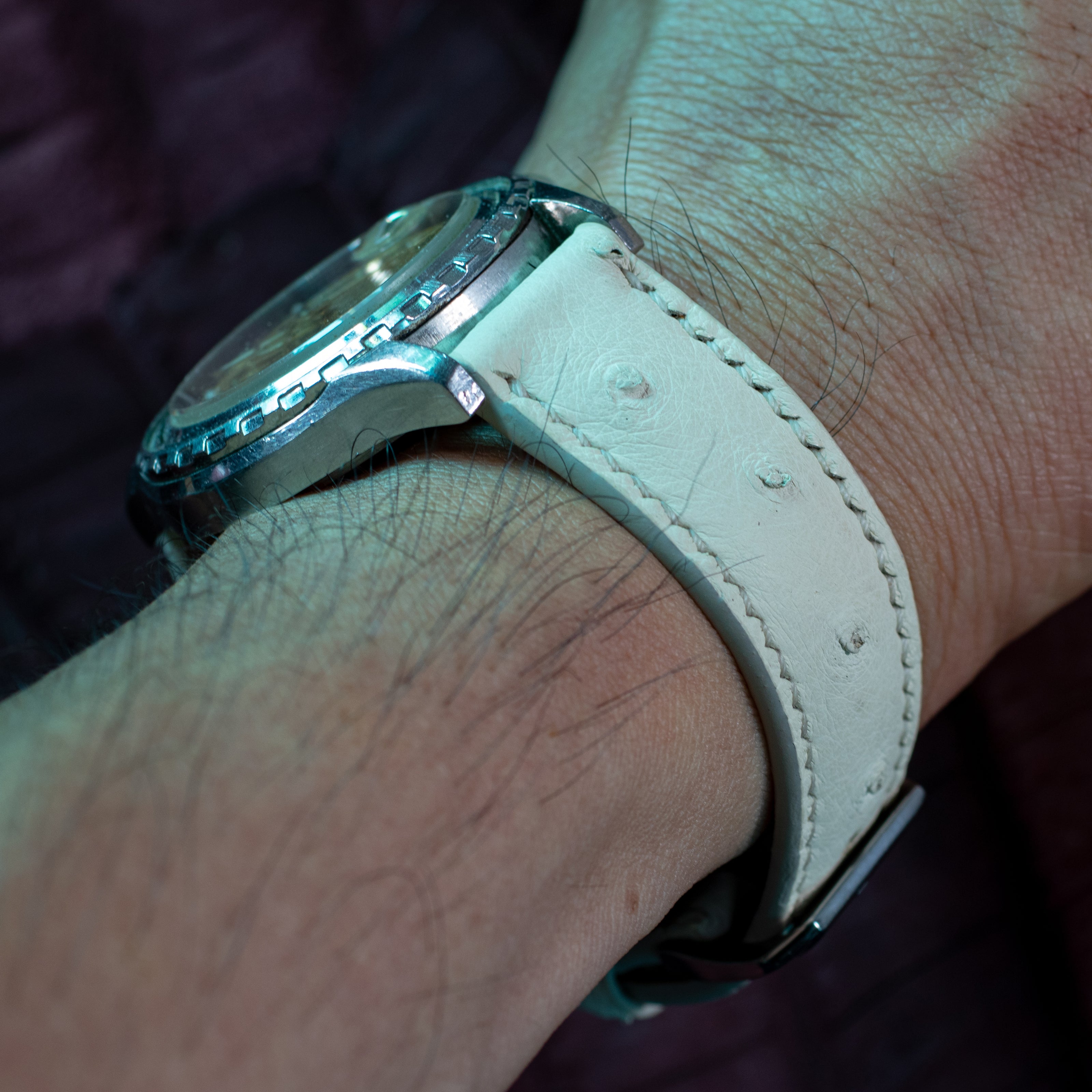 Ivory White Ostrich Leather Watch Strap
