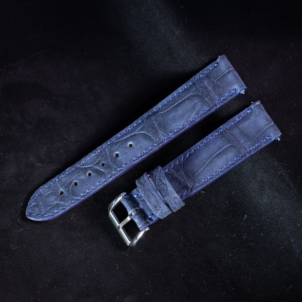 Navy Blue Nubuck Alligator Strap