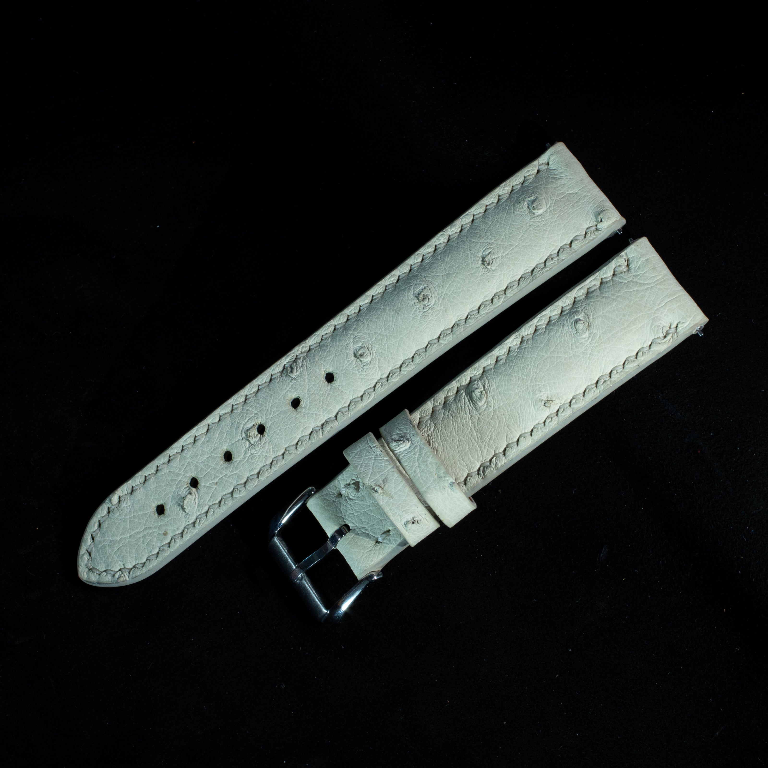 Ivory White Ostrich Leather Watch Strap