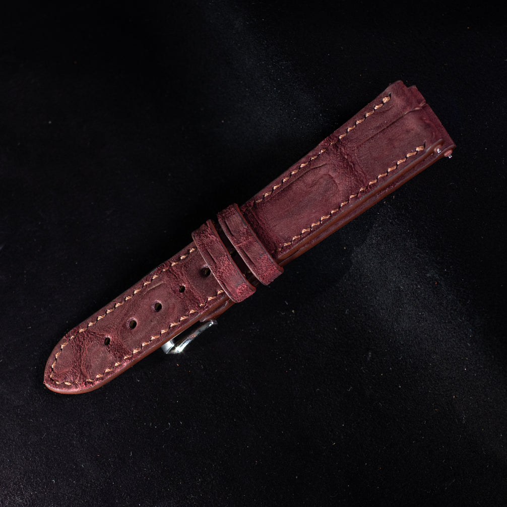 Burgundy Nubuck Alligator Strap