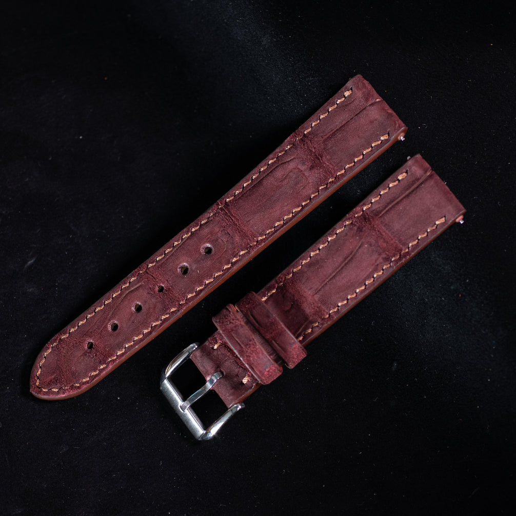 Burgundy Nubuck Alligator Strap