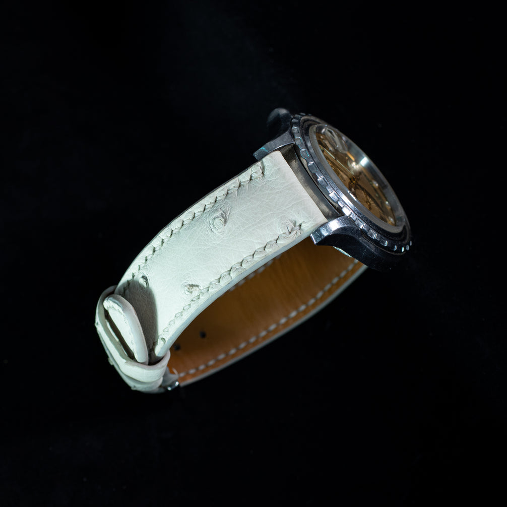 Ivory White Ostrich Leather Watch Strap
