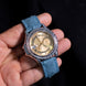 Teal Blue Ostrich Leather Watch Strap