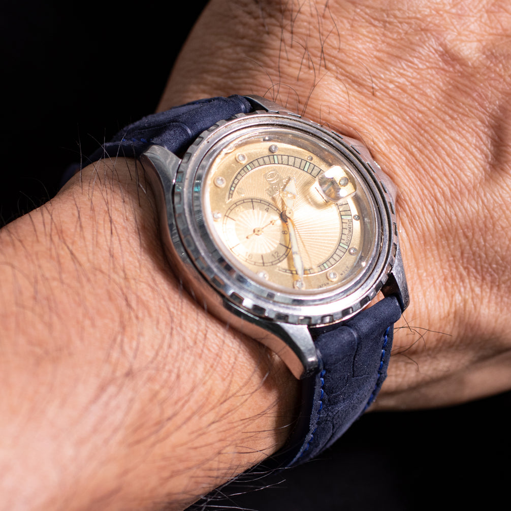 Navy Blue Nubuck Alligator Strap