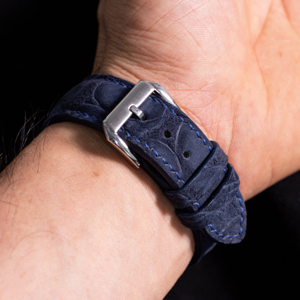 Navy Blue Nubuck Alligator Strap