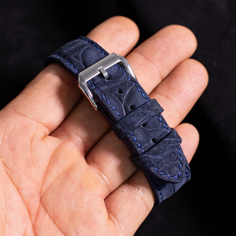 Navy Blue Nubuck Alligator Strap