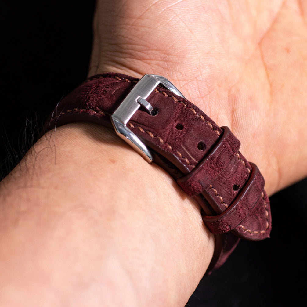 Burgundy Nubuck Alligator Strap