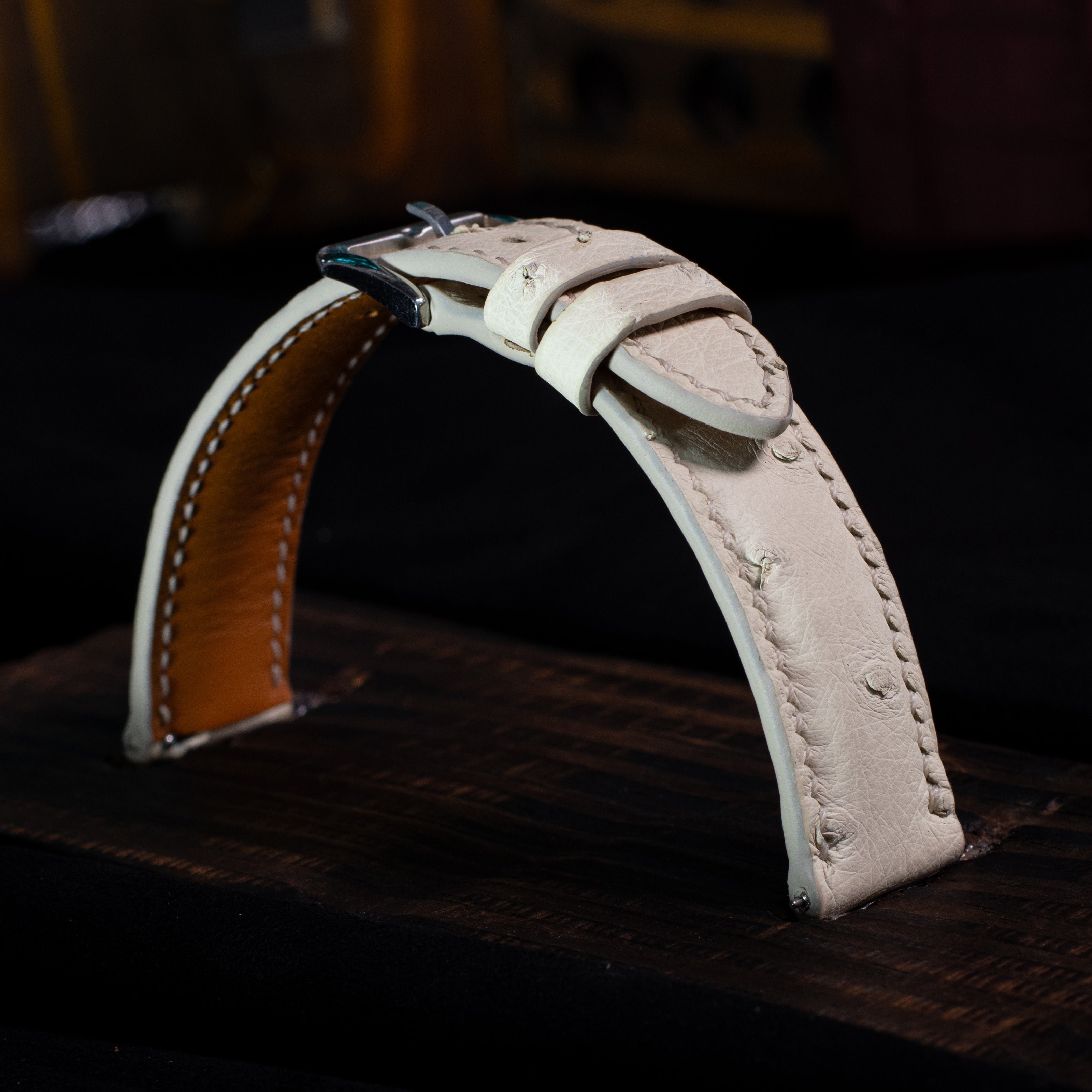 Ivory White Ostrich Leather Watch Strap