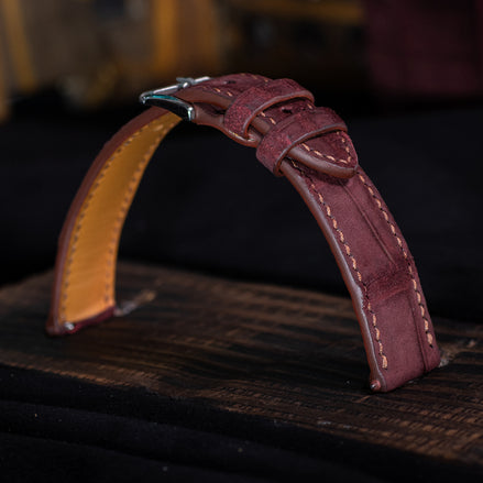 Burgundy Nubuck Alligator Strap