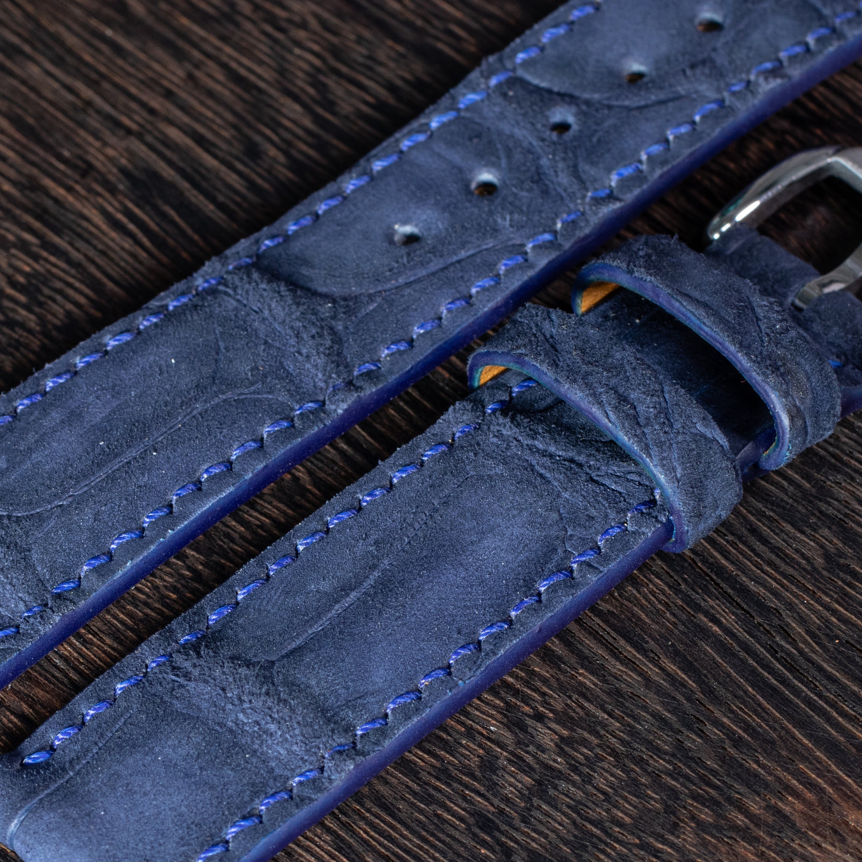 Navy Blue Nubuck Alligator Strap