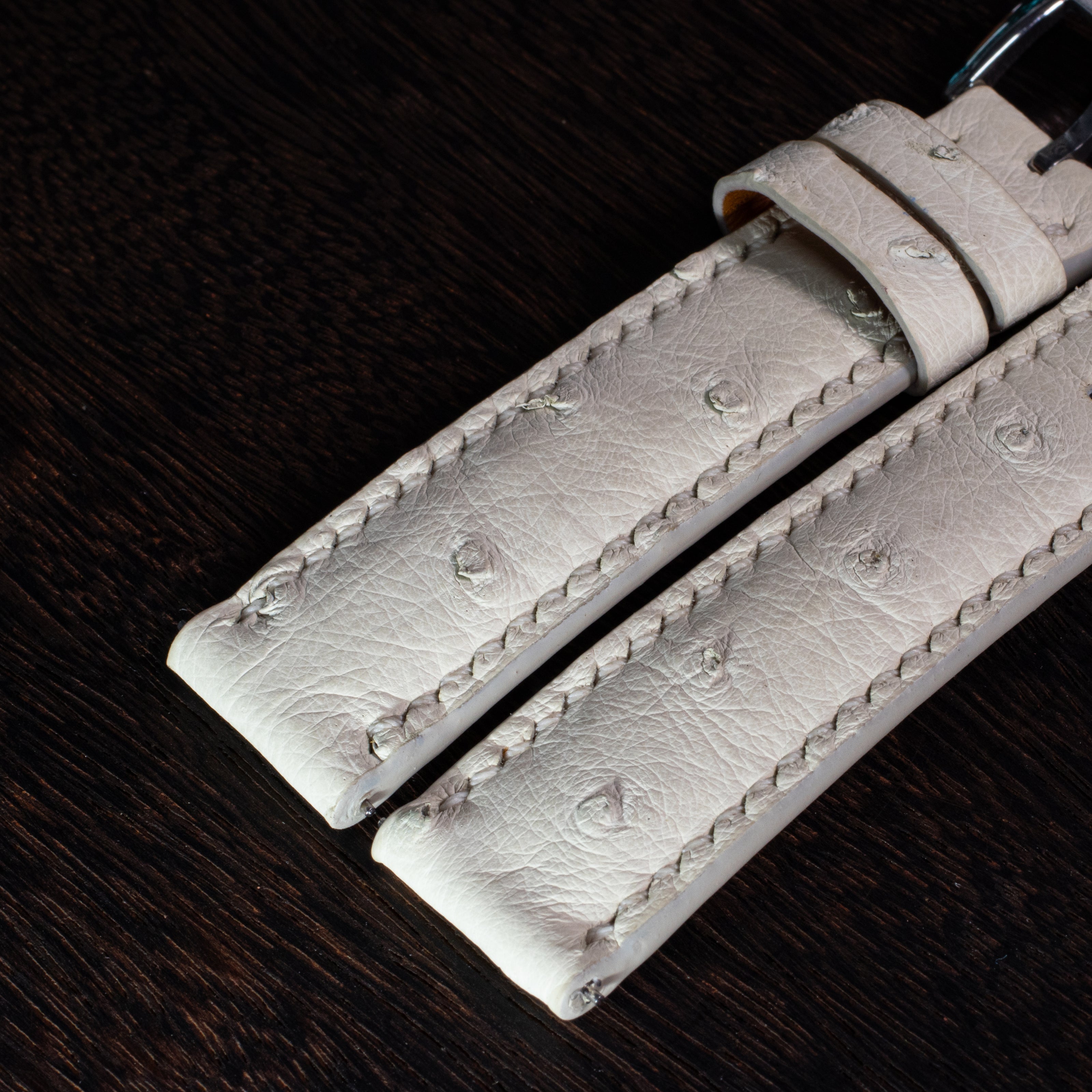 Ivory White Ostrich Leather Watch Strap